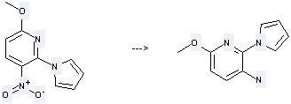 The Pyridine, 6-methoxy-3-nitro-2-(1H-pyrrol-1-yl)- can be used to produce 2-Amino-6-methoxy-2-pyrrolopyridine.